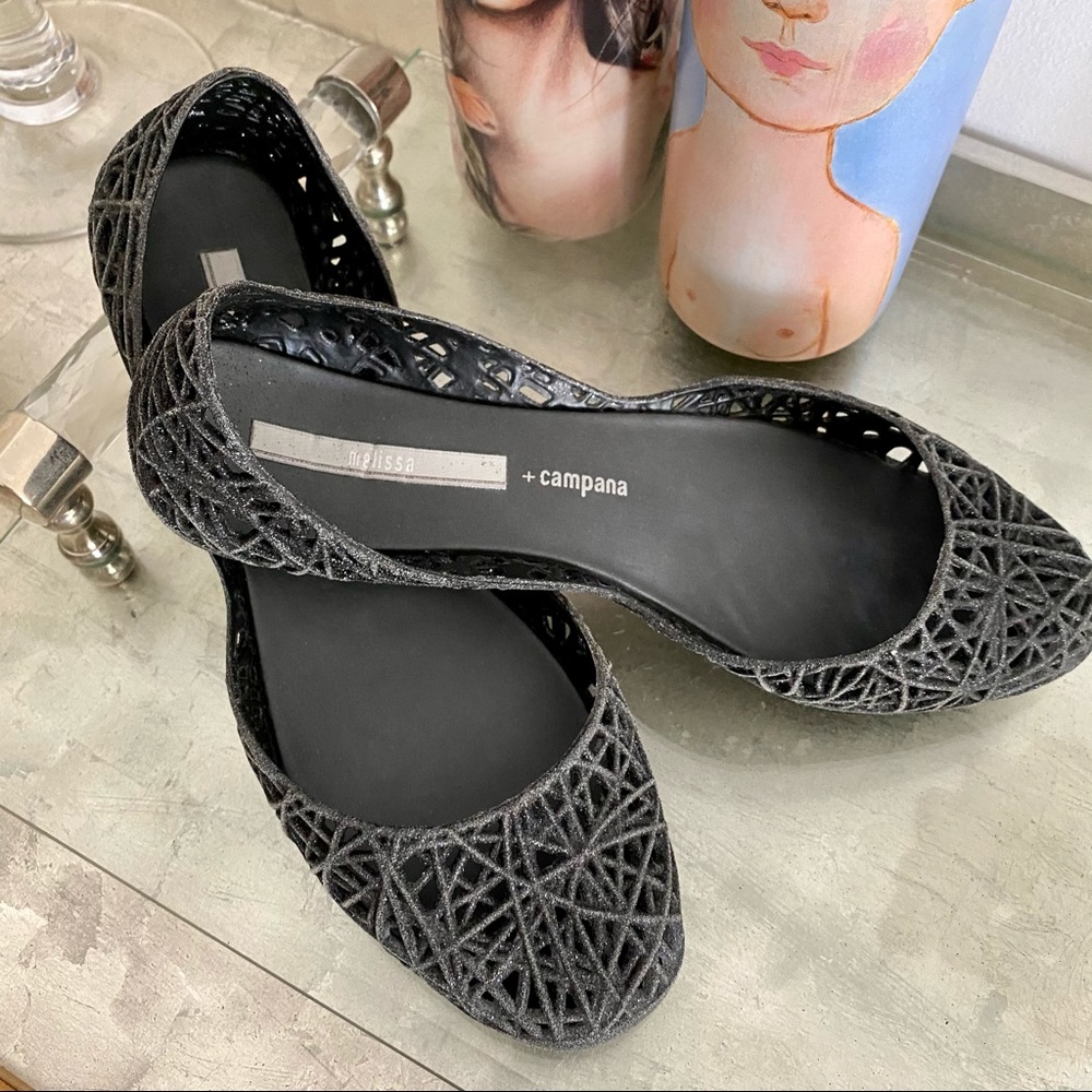 BLACK MELISSA CAMPANA FLAT LIKE NEW - USED ONCE!!!
